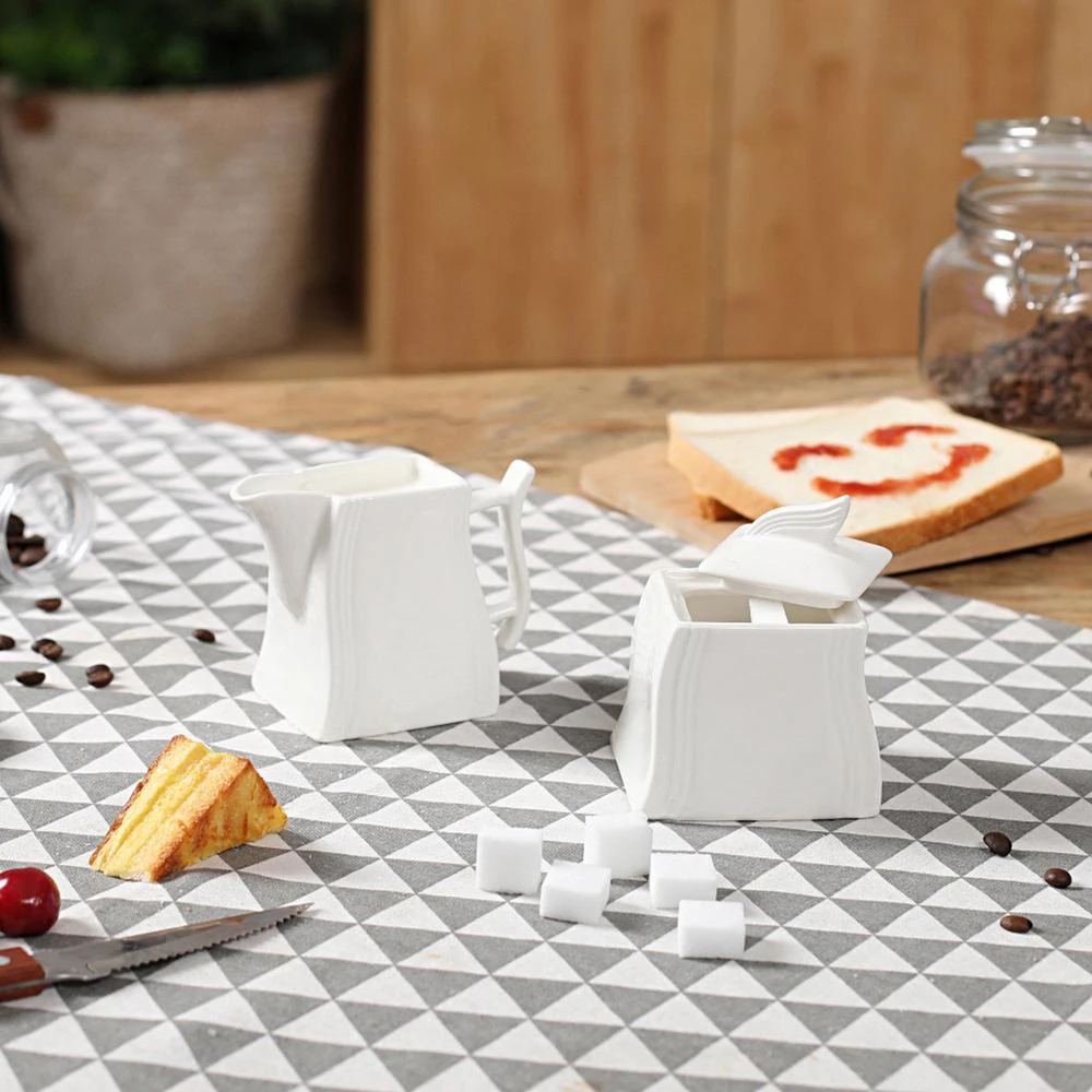 MALACASA 4.75-In White Porcelain Creamer Jug Sugar Jar (Set Of 2) 9 MALACASA 4.75-In White Porcelain Creamer Jug Sugar Jar (Set Of 2) - Image 7