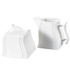 MALACASA 4.75-In White Porcelain Creamer Jug Sugar Jar (Set Of 2)