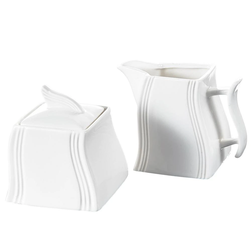MALACASA 4.75-In White Porcelain Creamer Jug Sugar Jar (Set Of 2) 3 MALACASA 4.75-In White Porcelain Creamer Jug Sugar Jar (Set Of 2)