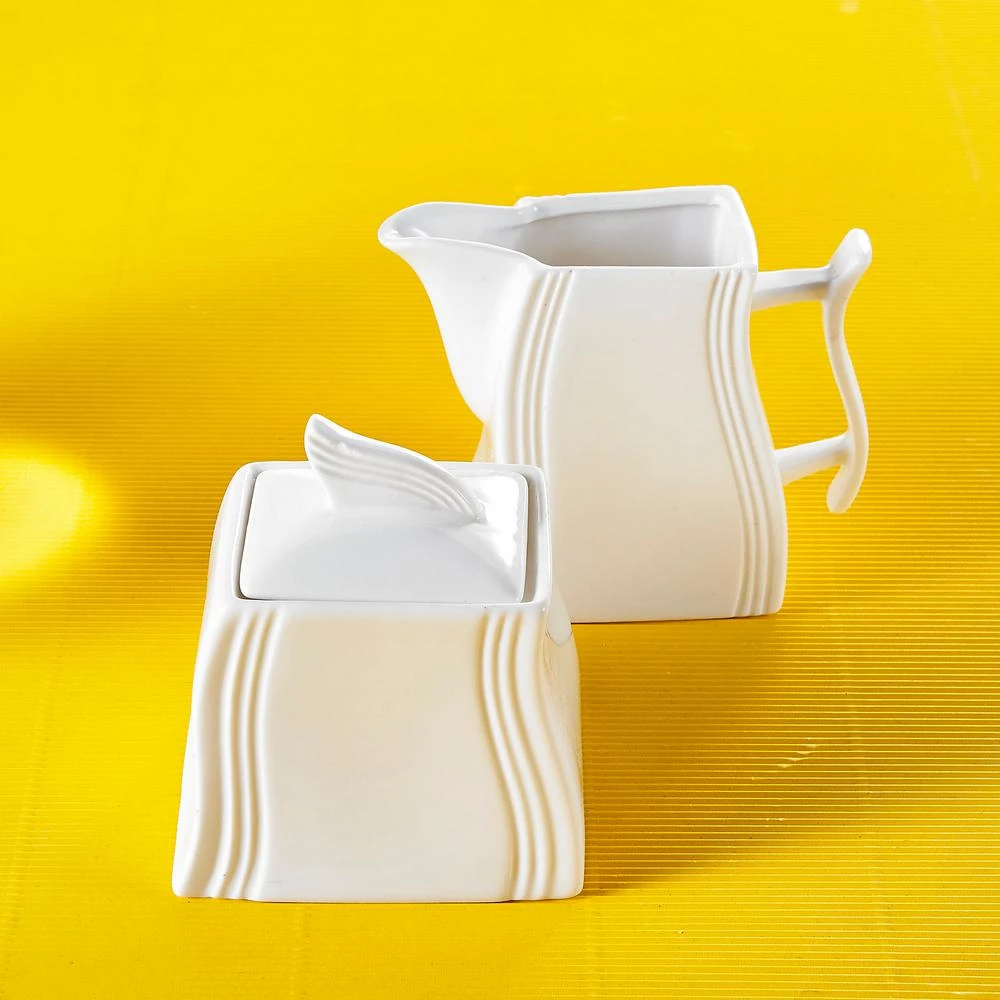 MALACASA 4.75-In White Porcelain Creamer Jug Sugar Jar (Set Of 2) 8 MALACASA 4.75-In White Porcelain Creamer Jug Sugar Jar (Set Of 2) - Image 6