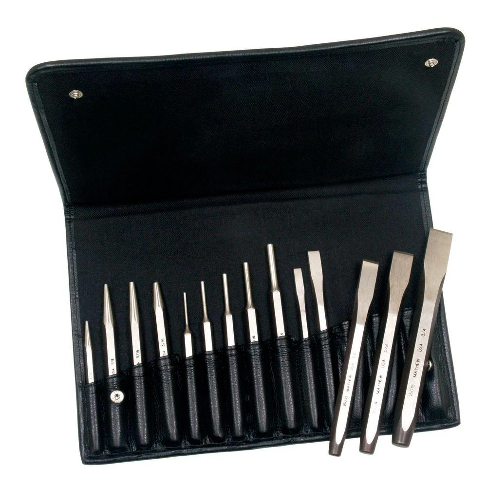 Mayhew Punch & Chisel Set And Leather Bag (14-Piece) 3 Mayhew Punch & Chisel Set And Leather Bag (14-Piece)