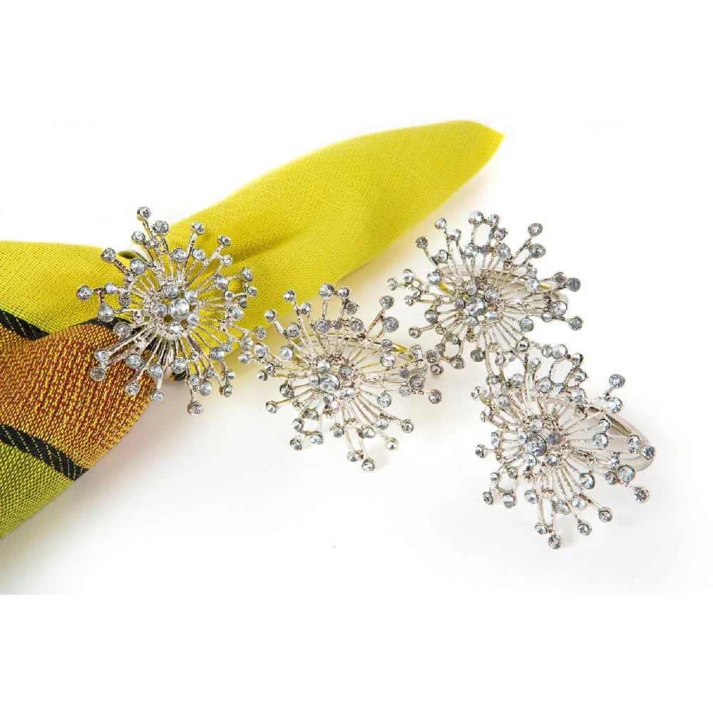 Manor Luxe 2 In. X 1.5 In. Snowflake Holiday Elegant Silver Jeweled Metal Napkin Rings (Set Of 4) 3 Manor Luxe 2 In. X 1.5 In. Snowflake Holiday Elegant Silver Jeweled Metal Napkin Rings (Set Of 4)