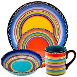 Certified International Tequila Sunrise 16-Piece Traditional Multi-color Ceramic Dinnerware Set (Service For 4)