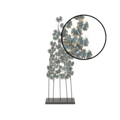LITTON LANE Iron Metal Turquoise Ginkgo Leaves On Straight Stems Sculpture 12 LITTON LANE Iron Metal Turquoise Ginkgo Leaves On Straight Stems Sculpture -Tool Discount Store multi litton lane sculptures 74782 4f 1000