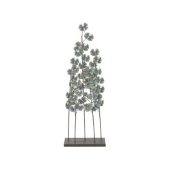 LITTON LANE Iron Metal Turquoise Ginkgo Leaves On Straight Stems Sculpture 11 LITTON LANE Iron Metal Turquoise Ginkgo Leaves On Straight Stems Sculpture -Tool Discount Store multi litton lane sculptures 74782 c3 1000