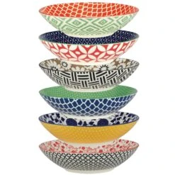 Certified International Soho Multicolored Porcelain 9 In. 32 Oz. Dinner Bowls (Set Of 6)