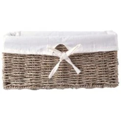 Vintiquewise 12 In. W X 6.5 In. D X 5.3 In. H Seagrass Shelf Basket Lined With White Lining 13 Vintiquewise 12 In. W X 6.5 In. D X 5.3 In. H Seagrass Shelf Basket Lined With White Lining -Tool Discount Store natural vintiquewise storage baskets qi003084 44 1000