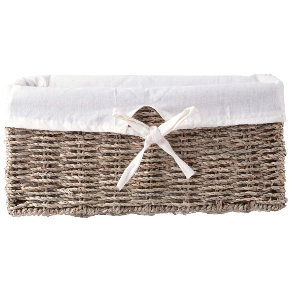 Vintiquewise 12 In. W X 6.5 In. D X 5.3 In. H Seagrass Shelf Basket Lined With White Lining 7 Vintiquewise 12 In. W X 6.5 In. D X 5.3 In. H Seagrass Shelf Basket Lined With White Lining - Image 5