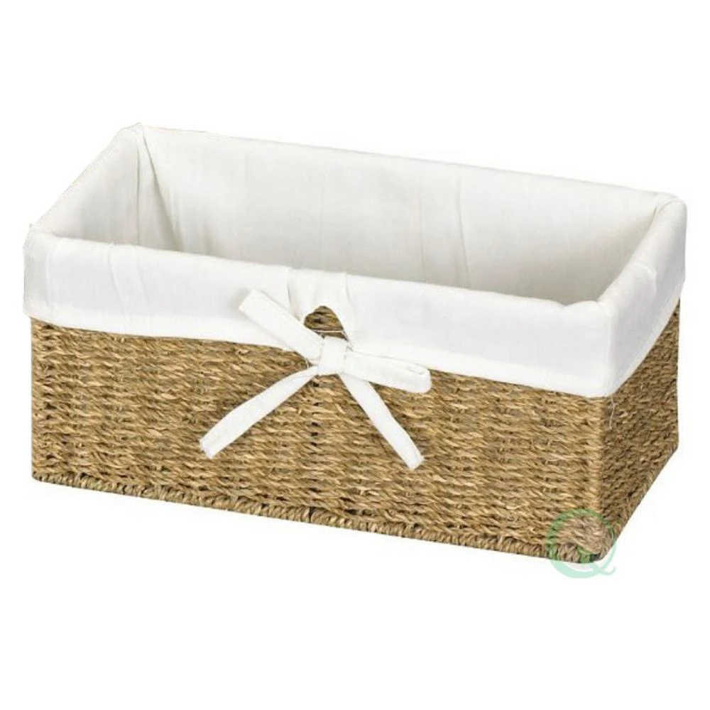 Vintiquewise 12 In. W X 6.5 In. D X 5.3 In. H Seagrass Shelf Basket Lined With White Lining 3 Vintiquewise 12 In. W X 6.5 In. D X 5.3 In. H Seagrass Shelf Basket Lined With White Lining