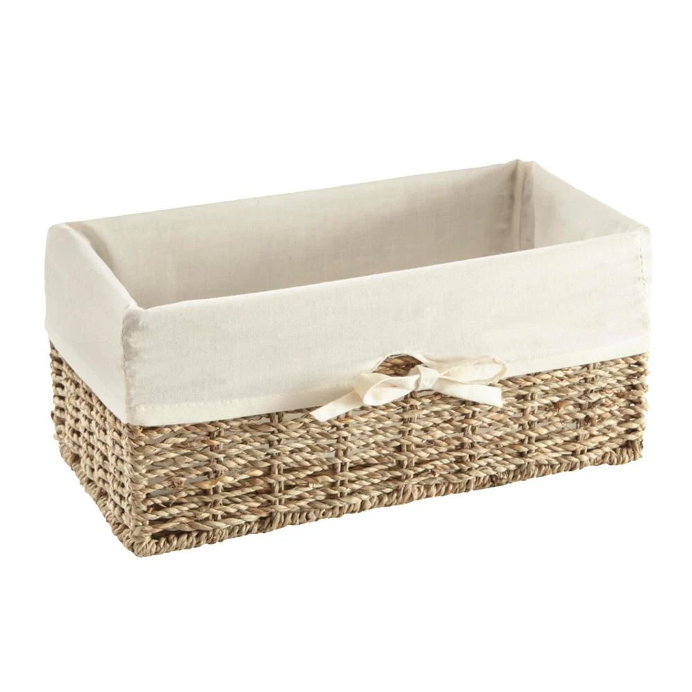 Vintiquewise 12 In. W X 6.5 In. D X 5.3 In. H Seagrass Shelf Basket Lined With White Lining 4 Vintiquewise 12 In. W X 6.5 In. D X 5.3 In. H Seagrass Shelf Basket Lined With White Lining - Image 2