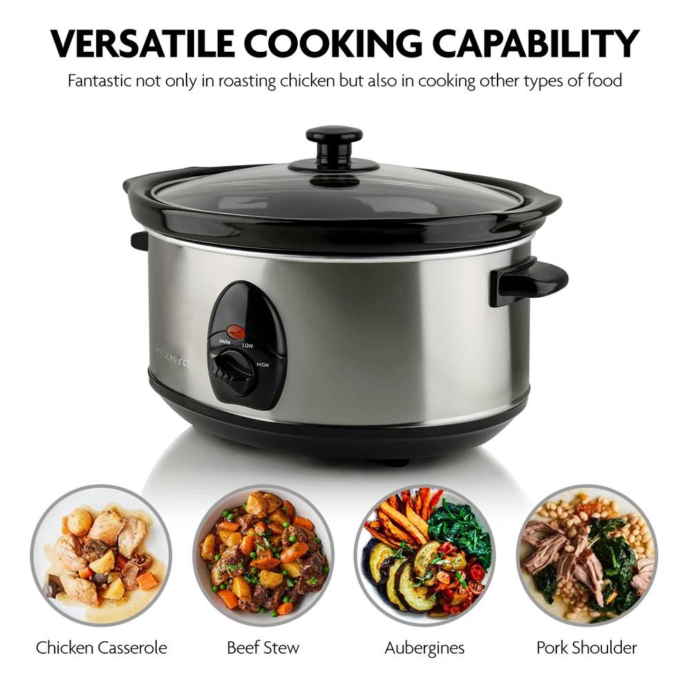 Ovente 3.7 Qt. Stainless Steel Electric Slow Cooker With Heat-Tempered Glass Lid, Adjustable Temperature Control, (SLO35ABR) 5 Ovente 3.7 Qt. Stainless Steel Electric Slow Cooker With Heat-Tempered Glass Lid, Adjustable Temperature Control, (SLO35ABR) - Image 3