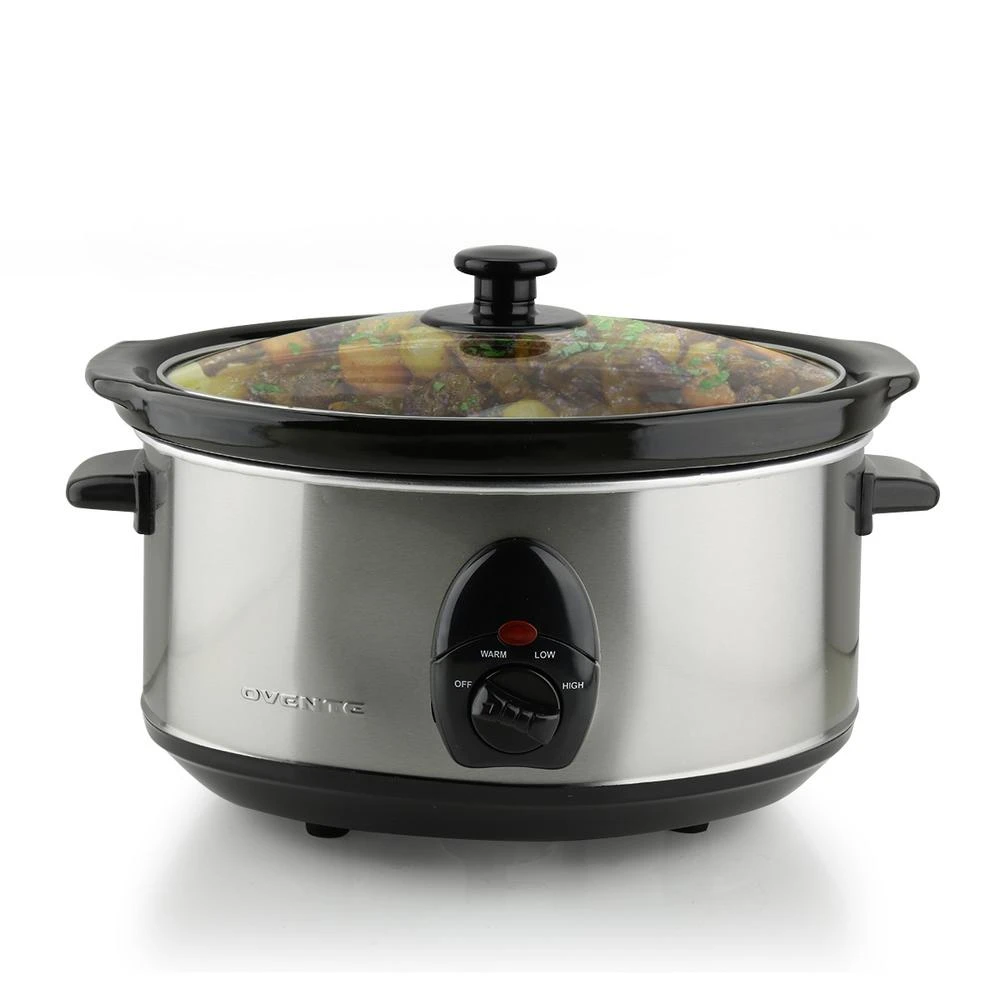 Ovente 3.7 Qt. Stainless Steel Electric Slow Cooker With Heat-Tempered Glass Lid, Adjustable Temperature Control, (SLO35ABR) 3 Ovente 3.7 Qt. Stainless Steel Electric Slow Cooker With Heat-Tempered Glass Lid, Adjustable Temperature Control, (SLO35ABR)
