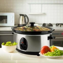 Ovente 3.7 Qt. Stainless Steel Electric Slow Cooker With Heat-Tempered Glass Lid, Adjustable Temperature Control, (SLO35ABR) 16 Ovente 3.7 Qt. Stainless Steel Electric Slow Cooker With Heat-Tempered Glass Lid, Adjustable Temperature Control, (SLO35ABR) -Tool Discount Store nickel brushed ovente slow cookers slo35abr 76 1000