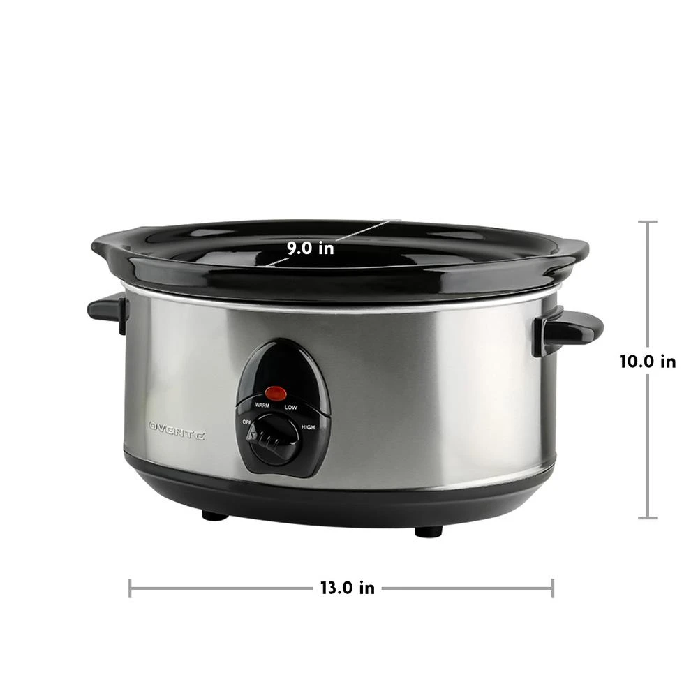 Ovente 3.7 Qt. Stainless Steel Electric Slow Cooker With Heat-Tempered Glass Lid, Adjustable Temperature Control, (SLO35ABR) 8 Ovente 3.7 Qt. Stainless Steel Electric Slow Cooker With Heat-Tempered Glass Lid, Adjustable Temperature Control, (SLO35ABR) - Image 6