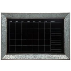 Pinnacle Rustic Galvanized Calendar Silver Chalkboard Memo Board