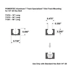POWERTEC 24 In. Aluminum T-Track Heavy-Duty Specialized T Slot Track Mounting For 1/4 In.-20 Hex Bolt -Tool Discount Store powertec saw tracks 71375 4f 1000
