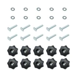 POWERTEC T-Track Knob Kit With 7 Star 1/4 In.-20 Threaded Knobs, Bolts And Washers For Woodworking Jigs And Fixtures (Set Of 10)