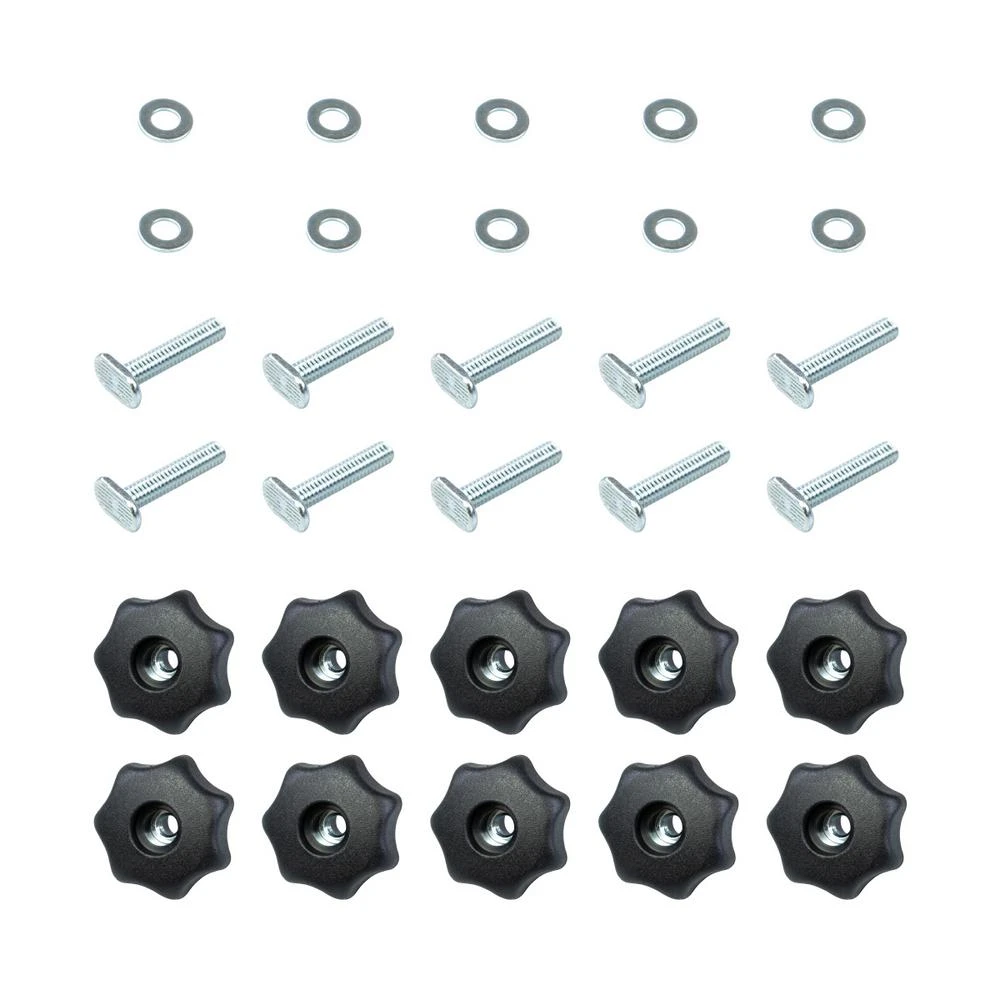POWERTEC T-Track Knob Kit With 7 Star 1/4 In.-20 Threaded Knobs, Bolts And Washers For Woodworking Jigs And Fixtures (Set Of 10) 3 POWERTEC T-Track Knob Kit With 7 Star 1/4 In.-20 Threaded Knobs, Bolts And Washers For Woodworking Jigs And Fixtures (Set Of 10)