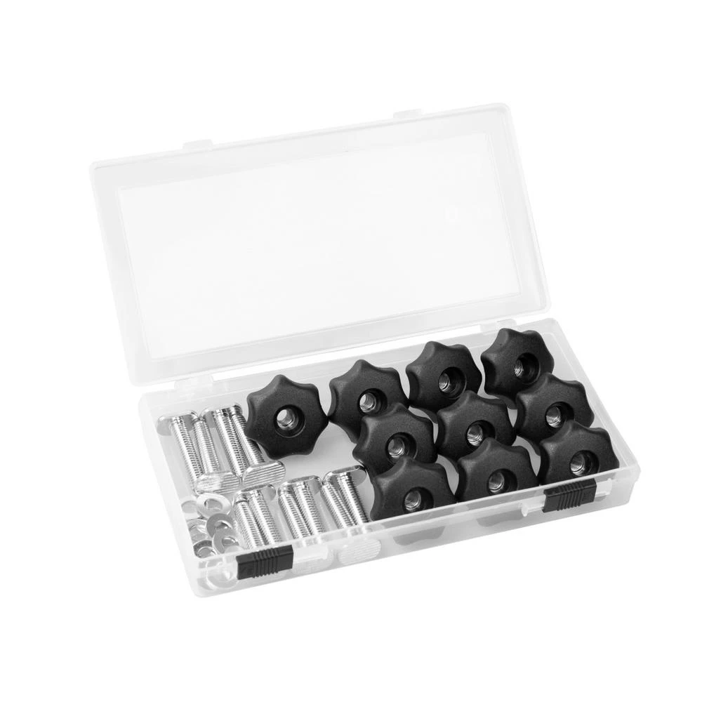 POWERTEC T-Track Knob Kit With 7 Star 1/4 In.-20 Threaded Knobs, Bolts And Washers For Woodworking Jigs And Fixtures (Set Of 10) 4 POWERTEC T-Track Knob Kit With 7 Star 1/4 In.-20 Threaded Knobs, Bolts And Washers For Woodworking Jigs And Fixtures (Set Of 10) - Image 2