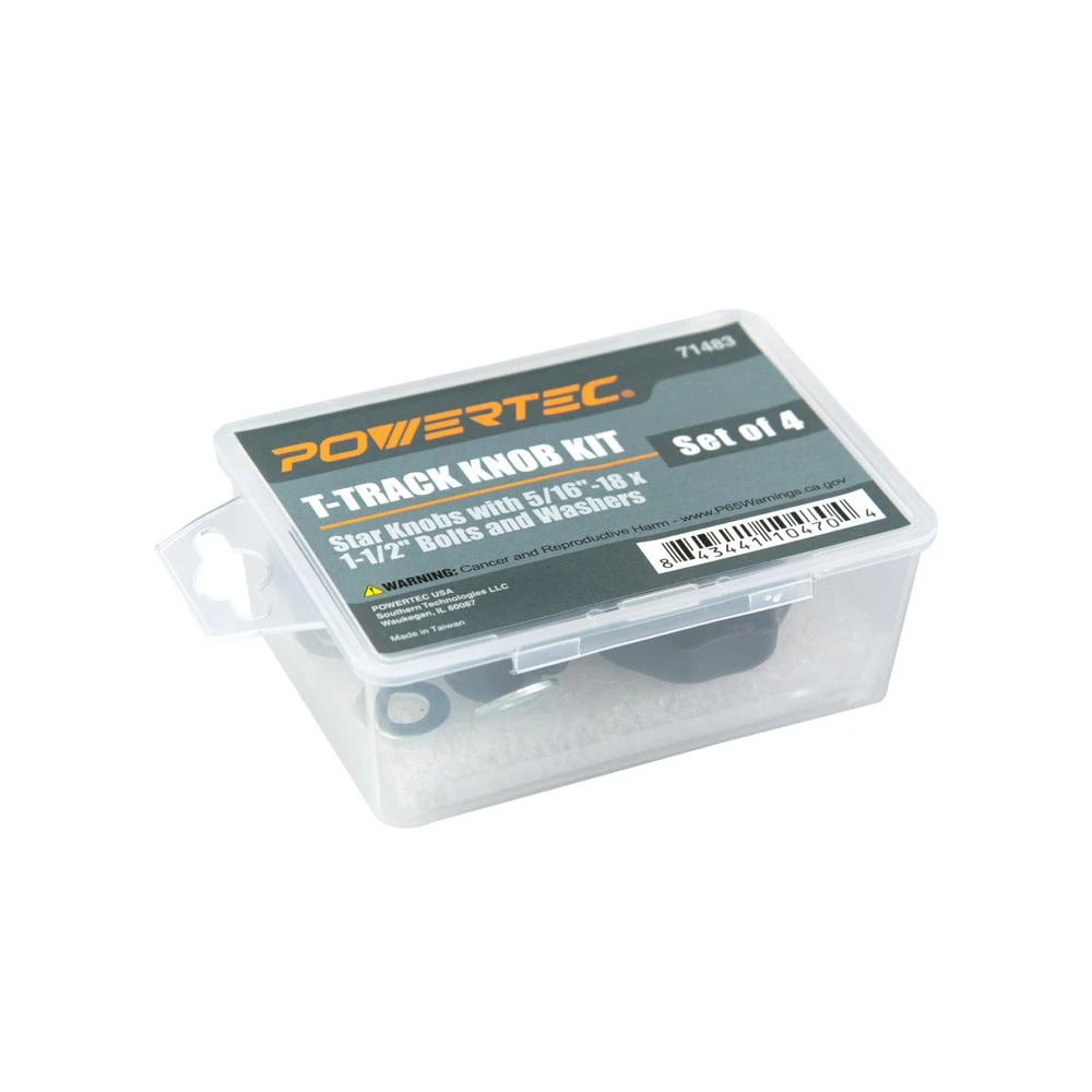 POWERTEC T-Track Knob Kit With 7 Star 5/16 In.-18 Threaded Knob, Bolts And Washers For Woodworking Jigs And Fixtures (Set Of 4) 5 POWERTEC T-Track Knob Kit With 7 Star 5/16 In.-18 Threaded Knob, Bolts And Washers For Woodworking Jigs And Fixtures (Set Of 4) - Image 3