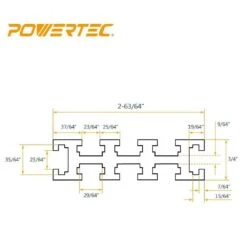 POWERTEC 3 In. X 24 In. Aluminum Multi T-Track Fence For Jigs And Fixtures With Laser Measured Left To Right 11 POWERTEC 3 In. X 24 In. Aluminum Multi T-Track Fence For Jigs And Fixtures With Laser Measured Left To Right -Tool Discount Store powertec saw tracks 71489 1f 1000