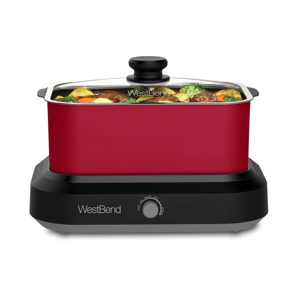 West Bend 5 Qt. Red Non-Stick Versatility Slow Cooker With 5-Temperature Settings Includes Travel Lid And Thermal Tote 6 West Bend 5 Qt. Red Non-Stick Versatility Slow Cooker With 5-Temperature Settings Includes Travel Lid And Thermal Tote - Image 4