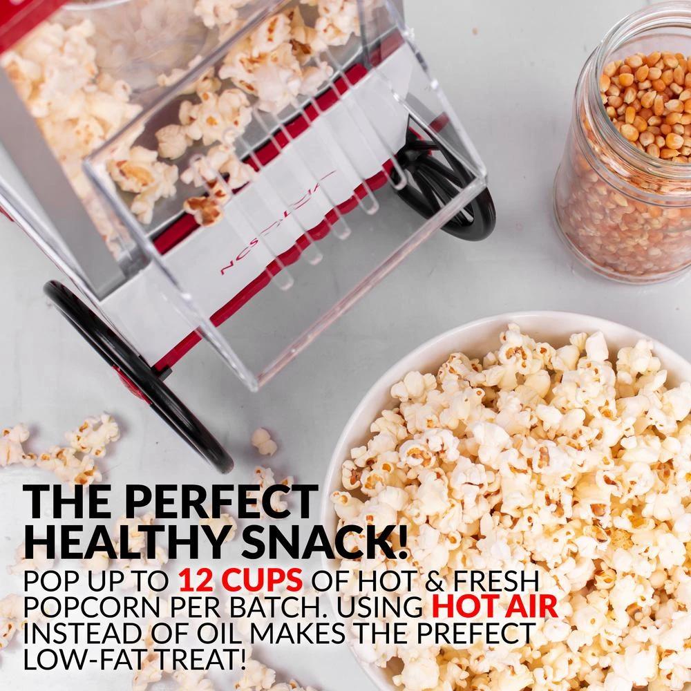 Nostalgia Old Fashioned 1040 W 12-Cup Red Hot Air Popcorn Maker With Measuring Cup 5 Nostalgia Old Fashioned 1040 W 12-Cup Red Hot Air Popcorn Maker With Measuring Cup - Image 3