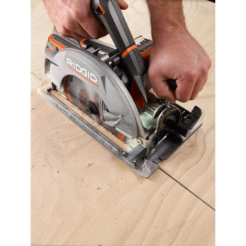 RIDGID 18-Volt Cordless Brushless 7-1/4 In. Circular Saw With 1.5 Ah Lithium-Ion Battery 9 RIDGID 18-Volt Cordless Brushless 7-1/4 In. Circular Saw With 1.5 Ah Lithium-Ion Battery - Image 7
