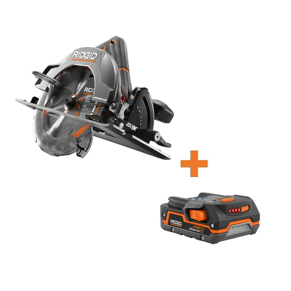 RIDGID 18-Volt Cordless Brushless 7-1/4 In. Circular Saw With 1.5 Ah Lithium-Ion Battery 3 RIDGID 18-Volt Cordless Brushless 7-1/4 In. Circular Saw With 1.5 Ah Lithium-Ion Battery