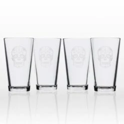 Rolf Glass Sugar Skull 16 Oz. Pint Glass (Set Of 4)
