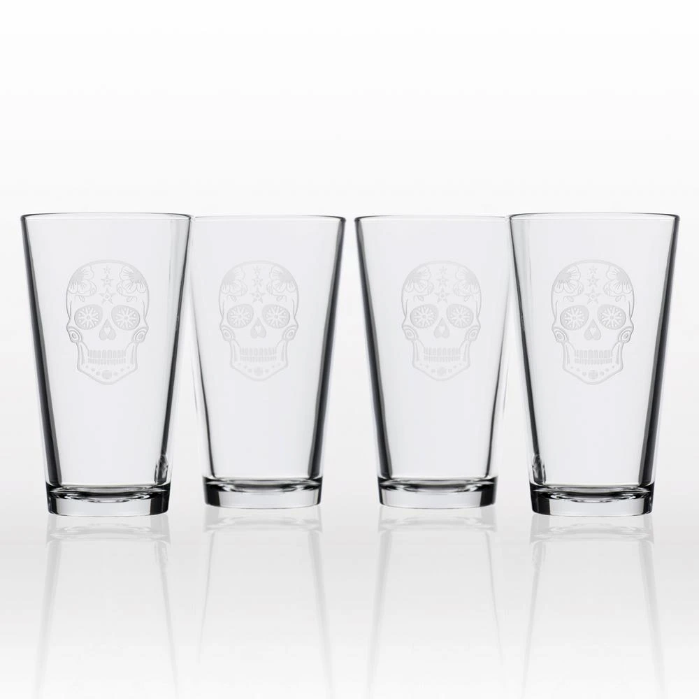 Rolf Glass Sugar Skull 16 Oz. Pint Glass (Set Of 4) 3 Rolf Glass Sugar Skull 16 Oz. Pint Glass (Set Of 4)