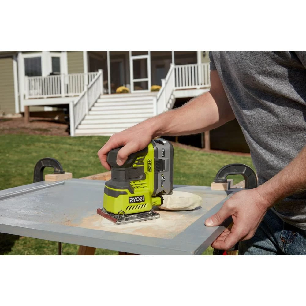 RYOBI 18-Volt ONE+ Lithium-Ion Cordless 5 In. Random Orbit Sander And 1/4 Sheet Sander With Dust Bag (Tools Only) 9 RYOBI 18-Volt ONE+ Lithium-Ion Cordless 5 In. Random Orbit Sander And 1/4 Sheet Sander With Dust Bag (Tools Only) - Image 7