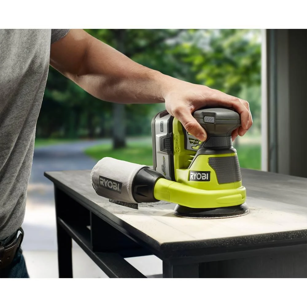 RYOBI 18-Volt ONE+ Lithium-Ion Cordless 5 In. Random Orbit Sander And 1/4 Sheet Sander With Dust Bag (Tools Only) 8 RYOBI 18-Volt ONE+ Lithium-Ion Cordless 5 In. Random Orbit Sander And 1/4 Sheet Sander With Dust Bag (Tools Only) - Image 6