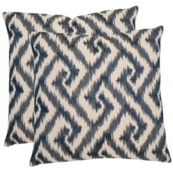 Safavieh Teddy Blue Geometric Down Alternative 18 In. X 18 In. Throw Pillow (Set Of 2)