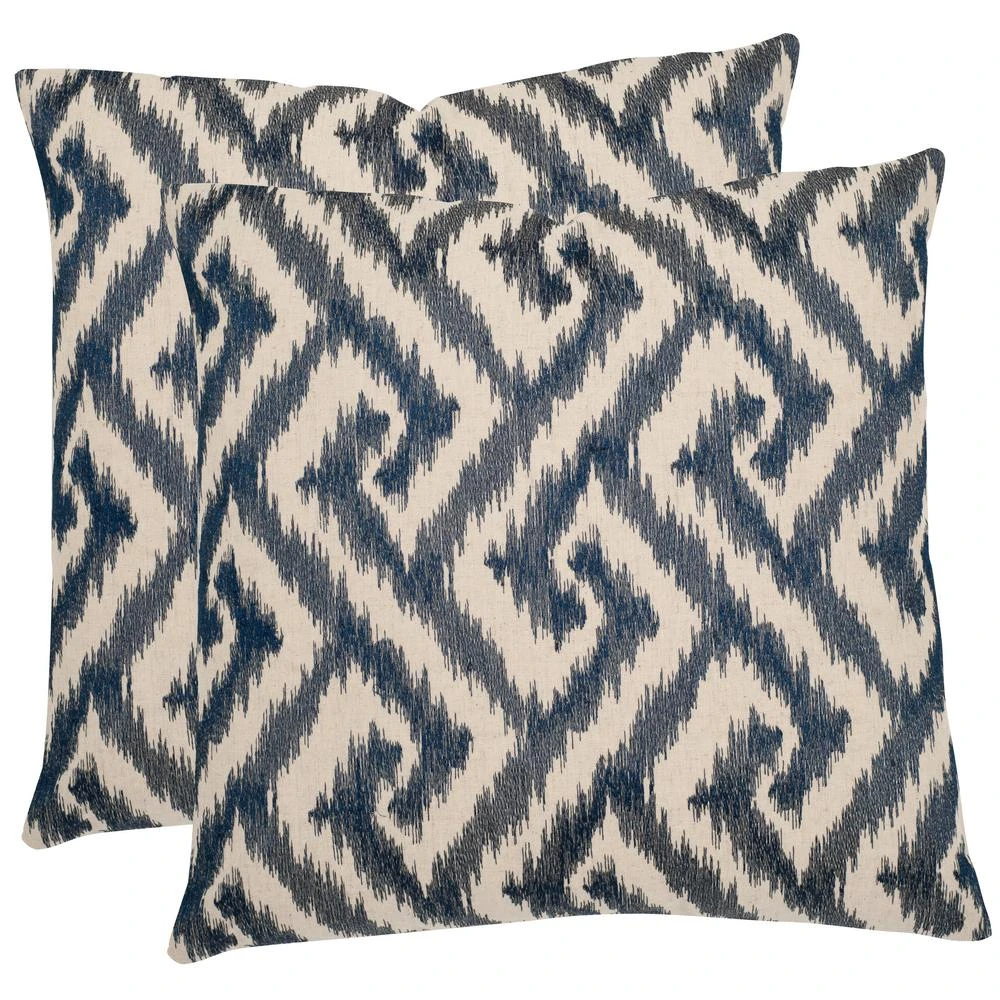 Safavieh Teddy Blue Geometric Down Alternative 18 In. X 18 In. Throw Pillow (Set Of 2) 3 Safavieh Teddy Blue Geometric Down Alternative 18 In. X 18 In. Throw Pillow (Set Of 2)