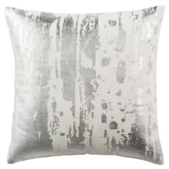 Safavieh Metallic Splatter White Striped Down Alternative 20 In. X 20 In. Throw Pillow
