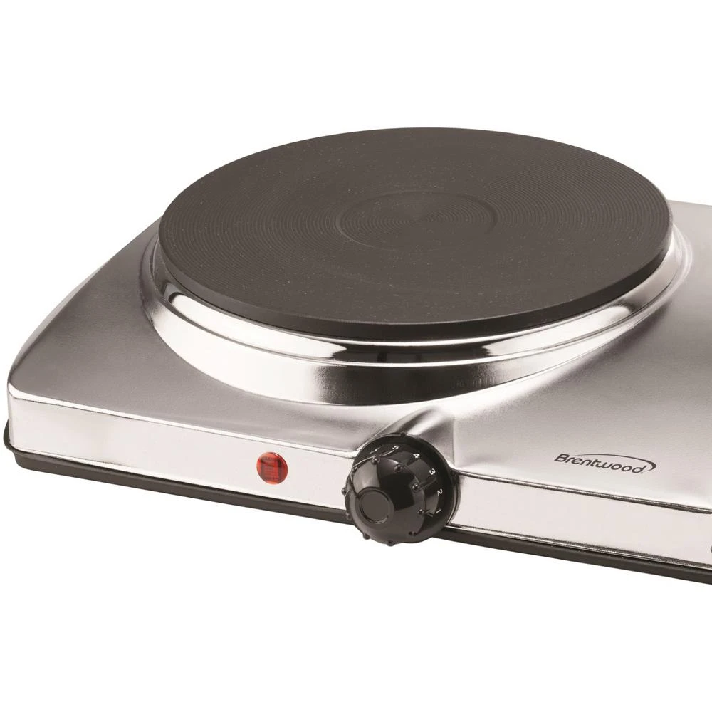 Brentwood Appliances 1440W 2-Burner 7.5 In. Silver Electric Hot Plate 4 Brentwood Appliances 1440W 2-Burner 7.5 In. Silver Electric Hot Plate - Image 2