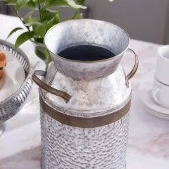 LITTON LANE 8 In. X 12 In. Farmhouse Galvanized Iron Milk Can 11 LITTON LANE 8 In. X 12 In. Farmhouse Galvanized Iron Milk Can -Tool Discount Store silver litton lane decorative bottles 93993 31 1000