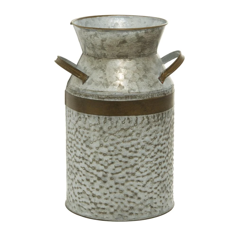 LITTON LANE 8 In. X 12 In. Farmhouse Galvanized Iron Milk Can 3 LITTON LANE 8 In. X 12 In. Farmhouse Galvanized Iron Milk Can