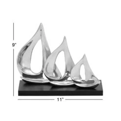 LITTON LANE 9 In. Stylized Sailboats Decorative Sculpture In Polished Silver -Tool Discount Store silver litton lane sculptures 26915 44 1000