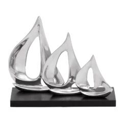LITTON LANE 9 In. Stylized Sailboats Decorative Sculpture In Polished Silver -Tool Discount Store silver litton lane sculptures 26915 c3 1000