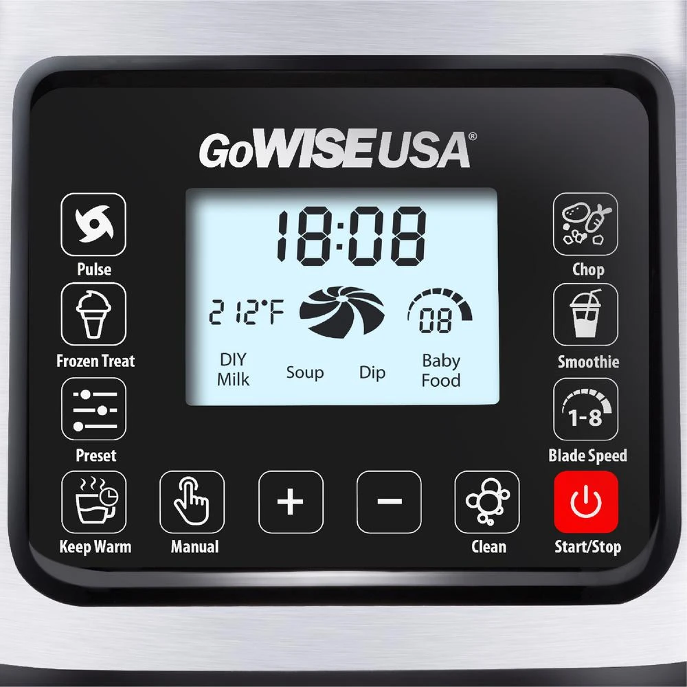 GoWISE USA High-Speed Premier Cooking 59 Oz. 8-Speed Stainless Steel Glass Pitcher Blender 6 GoWISE USA High-Speed Premier Cooking 59 Oz. 8-Speed Stainless Steel Glass Pitcher Blender - Image 4