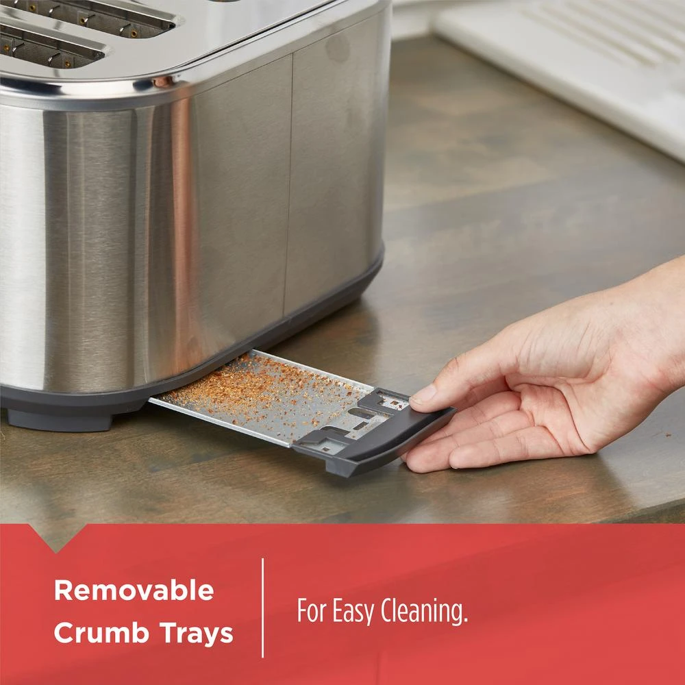 Black & Decker BLACK+DECKER 4-Slice Stainless Steel Extra-Wide Slot Toaster With Crumb Tray 8 Black & Decker BLACK+DECKER 4-Slice Stainless Steel Extra-Wide Slot Toaster With Crumb Tray - Image 6