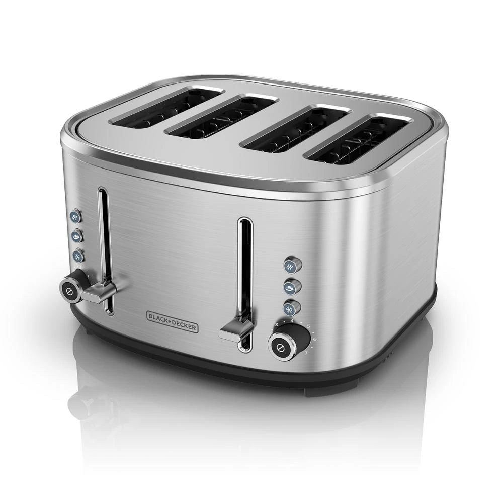 Black & Decker BLACK+DECKER 4-Slice Stainless Steel Extra-Wide Slot Toaster With Crumb Tray 4 Black & Decker BLACK+DECKER 4-Slice Stainless Steel Extra-Wide Slot Toaster With Crumb Tray - Image 2