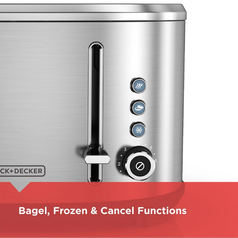 Black & Decker BLACK+DECKER 4-Slice Stainless Steel Extra-Wide Slot Toaster With Crumb Tray 5 Black & Decker BLACK+DECKER 4-Slice Stainless Steel Extra-Wide Slot Toaster With Crumb Tray - Image 3