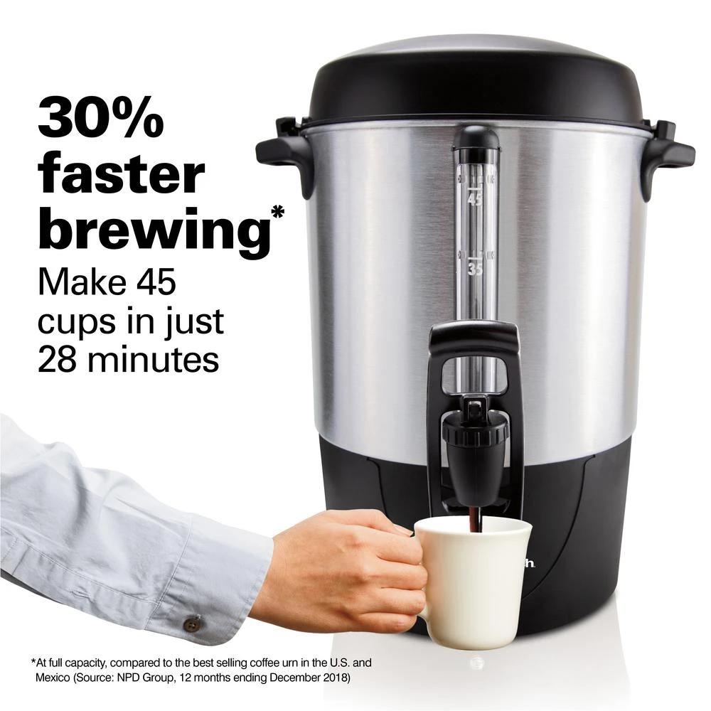 Hamilton Beach 45-Cup Fast Brew Stainless Steel With 1-Hand Dispensing Coffee Urn 4 Hamilton Beach 45-Cup Fast Brew Stainless Steel With 1-Hand Dispensing Coffee Urn - Image 2