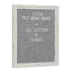 Stonebriar Collection Gray Felt Memo Board With White Wash Wooden Frame