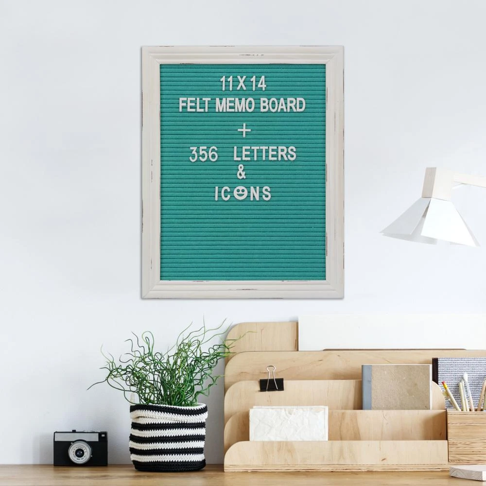 Stonebriar Collection Turquoise Felt Memo Board With White Wash Wooden 8 Stonebriar Collection Turquoise Felt Memo Board With White Wash Wooden - Image 6