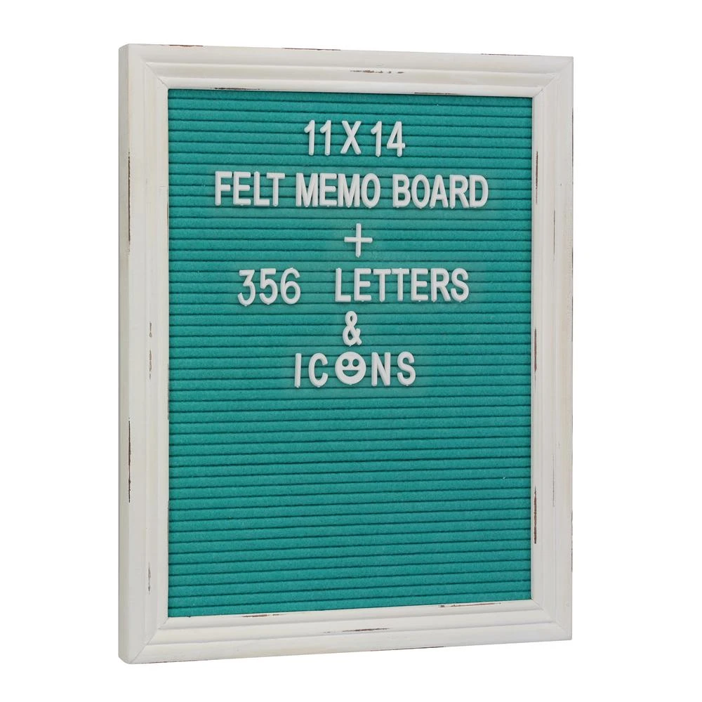 Stonebriar Collection Turquoise Felt Memo Board With White Wash Wooden 4 Stonebriar Collection Turquoise Felt Memo Board With White Wash Wooden - Image 2