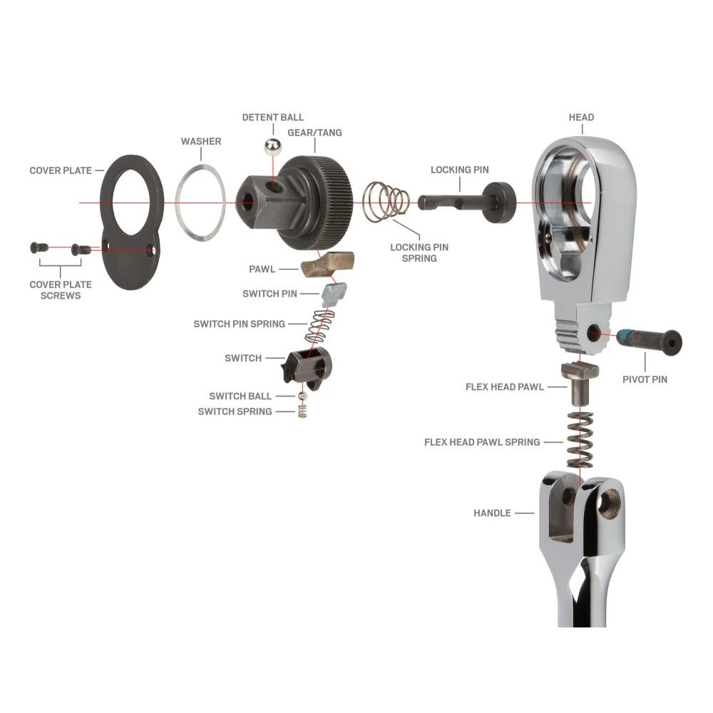 TEKTON 1/4 In. Drive X 6 In. Flex Quick-Release Ratchet 10 TEKTON 1/4 In. Drive X 6 In. Flex Quick-Release Ratchet - Image 8
